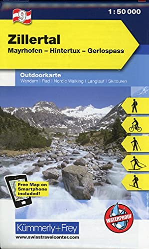 9783259007181: Zillertal (9): Mayrhofer, Hintertux, Gerlospass, 1:50 000, Freemap on Smartphone included (Outdoor maps Austria)