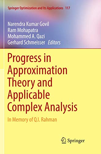 9783319841120: Progress in Approximation Theory and Applicable Complex Analysis: In Memory of Q.I. Rahman: 117 (Springer Optimization and Its Applications, 117)