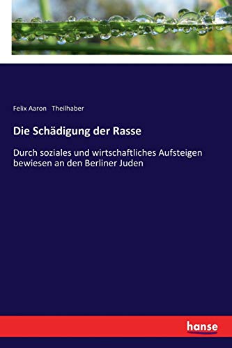 9783337362140: Die Schdigung der Rasse: Durch soziales und wirtschaftliches Aufsteigen bewiesen an den Berliner Juden (German Edition)