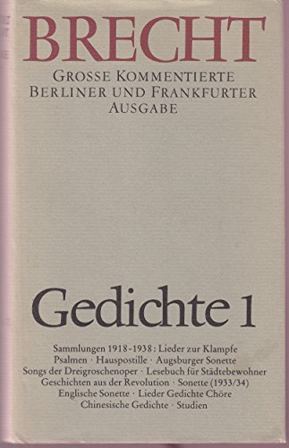 Stock image for Gedichte 1. 1. Sammlungen 1918 - 1938. for sale by Gast & Hoyer GmbH