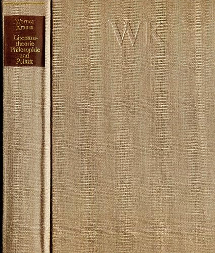 9783351006006: Literaturtheorie, Philosophie und Politik, Bd 1
