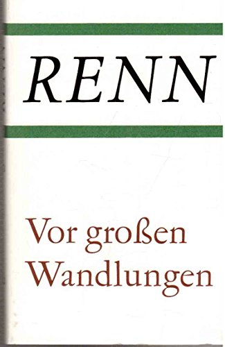 Beispielbild fr Vor grossen Wandlungen. Roman zum Verkauf von medimops