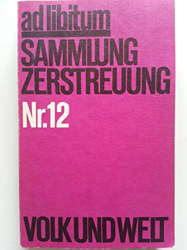 9783353005861: ad libitum - Sammlung Zerstreuung Nr. 12