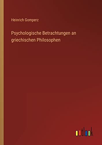 9783368601928: Psychologische Betrachtungen an griechischen Philosophen