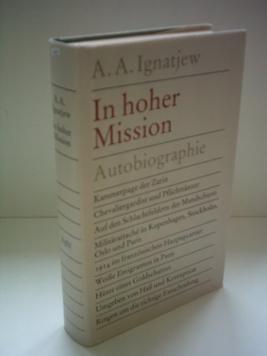 Beispielbild fr In hoher Mission: Autobiographie zum Verkauf von Bernhard Kiewel Rare Books
