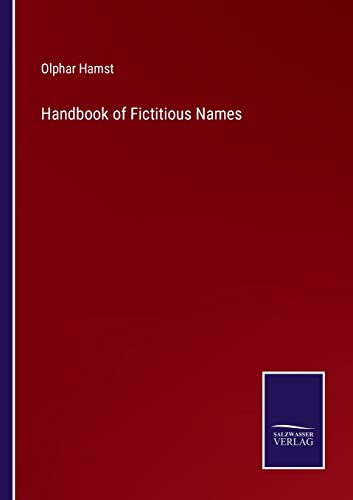 9783375013486: Handbook of Fictitious Names