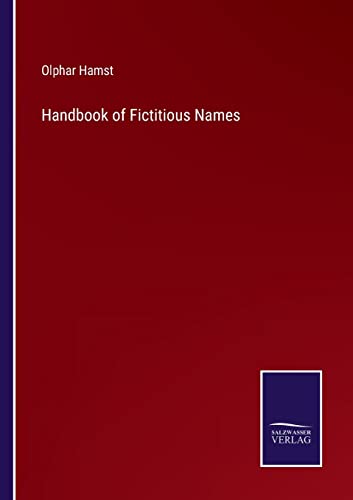 9783375045906: Handbook of Fictitious Names