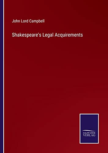 Imagen de archivo de Shakespeare's Legal Acquirements a la venta por PBShop.store US