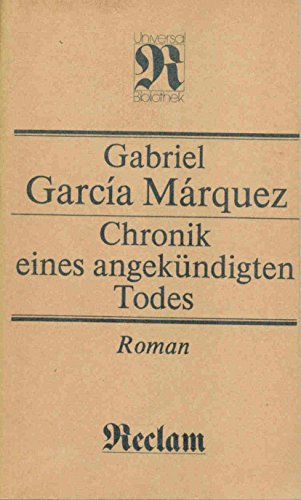 9783379004411: Chronik eines angekndigten Todes. Roman (Reclams Universal-Bibliothek, 1297)