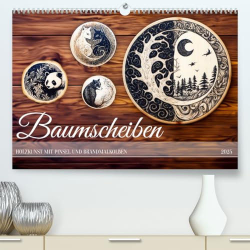 Stock image for Baumscheiben - Holzkunst mit Pinsel und Brandmalkolben (hochwertiger Premium Wandkalender 2025 DIN A2 quer), Kunstdruck in Hochglanz : Basteln auf Holzscheiben mit Brandmalkolben und Pinsel for sale by AHA-BUCH GmbH