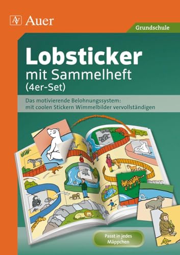 9783403072140: Lobsticker mit Sammelheft (4er-Set): Das motivierende Belohnungssystem: mit coolen Stickern Wimmelbilder vervollstndigen (1. bis 4. Klasse)