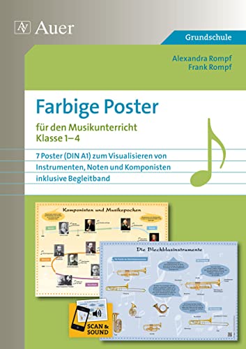 Beispielbild fr Farbige Poster fr den Musikunterricht: 7 Poster (DIN A1) zum Visualisieren von Instrument en, Noten und Komponisten, inklusive Begleitband (1. bis 4. Klasse) zum Verkauf von medimops