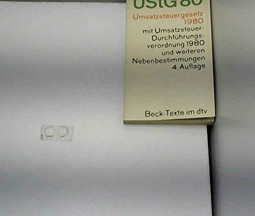 UStG 1980: Sonderausgabe zum Umsatzsteuergesetz 1980 (Schriften des Deutschen Wissenschaftlichen Steuerinstituts der Steuerberater und SteuerbevollmaÌˆchtigten e.V) (German Edition) (9783406075926) by Germany (West)