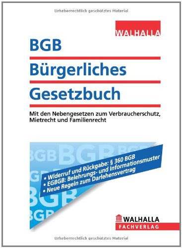 9783406322297: Brgerliches Gesetzbuch. Mit Einfhrungsgesetz, Verschollenheitsrecht, Beurkundungsgesetz, Gesetz zur Regelung des Rechts der Allgemeinen ... Ehegesetz, Hausratsverordnung