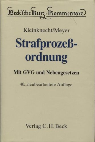 9783406353185: Strafprozessordnung. Gerichtsverfassungsgesetz, Nebengesetze und ergnzende Bestimmungen