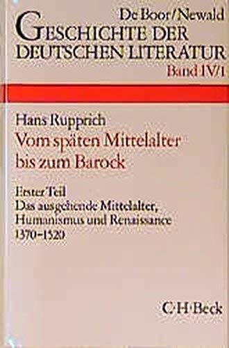 Beispielbild fr Die deutsche Literatur vom spten Mittelalter bis zum Barock zum Verkauf von Ammareal