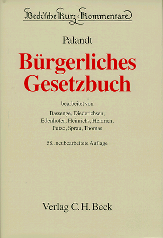 Bürgerliches Gesetzbuch Mit Einführungsgesetz (Auszug), Gesetz zur Regelung des Rechts der Allgemeinen Geschäftsbedingungen, Verbraucherkreditgesetz, Gesetz über den Widerruf von Haustürgeschäften und ähnlichen Geschäften, Gesetz über die Veräusserung von Teilzeitnutzungsrechten an Wohngebäuden (Teilzeit-Wohnrechtegesetz-TzWrG), Gesetz zur Regelung der Miethöhe (Art. 3 des 2. WkSchG), Produkthaftungsgesetz, Erbbaurechtsverordnung, Wohnungseigentumsgesetz, Hausratsverordnung - Palandt, Otto, Peter Bassenge und Uwe Diederichsen