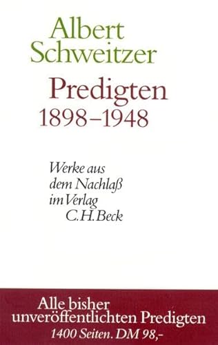 Beispielbild fr Predigten 1898-1948. Werke aus dem Nachla. Alle bisher unverffentlichten Predigten zum Verkauf von medimops