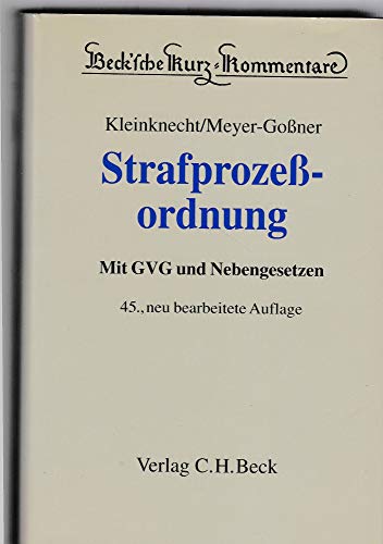 Stock image for Beck'sche Kurzkommentare, Bd.6, Strafprozeordnung (StPO) for sale by medimops