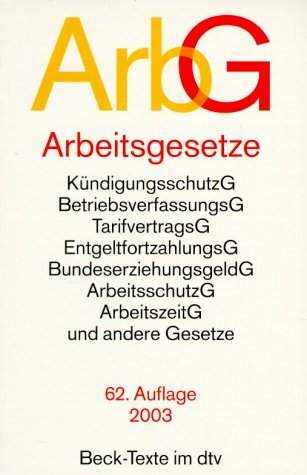 9783406501883: Arbeitsgesetze ( ArbG).