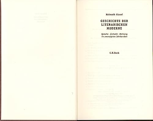 Imagen de archivo de Geschichte Der Literarischen Moderne a la venta por A Good Read
