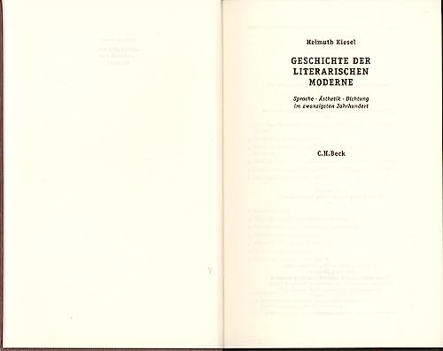 Geschichte der literarischen Moderne (9783406511455) by Helmuth Kiesel