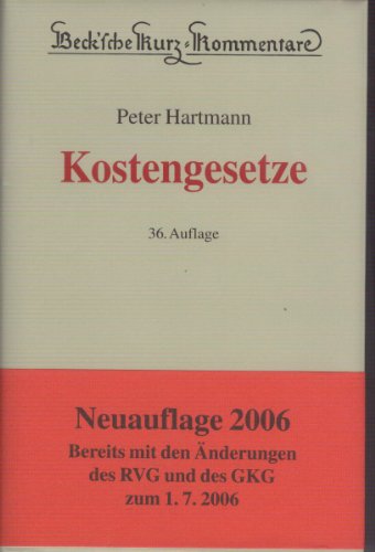 Kostengesetze - Hartmann, Peter