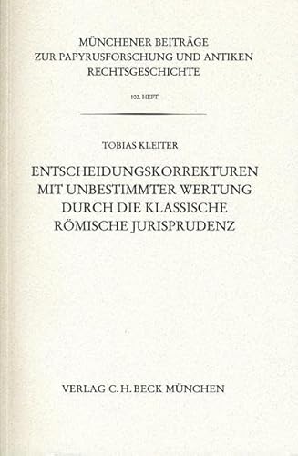 9783406600234: Kleiter, T: Entscheidungskorrekturen mit unbestimmter Wertun