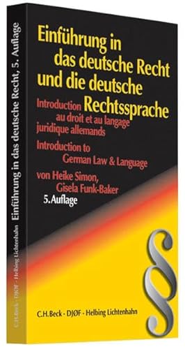 Stock image for Einfhrung in das deutsche Recht und die Rechtssprache for sale by medimops