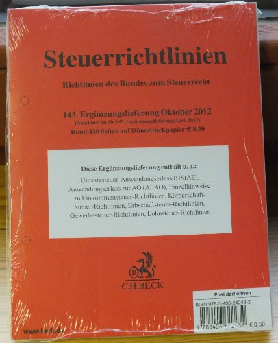 Steuerrichtlinien. 143. Ergänzungslieferung: Rechtsstand: Oktober 2012 - Carl Beck, Christopher Beck