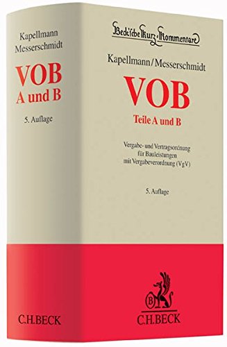 Stock image for VOB Teile A und B Vergabe- und Vertragsordnung fr Bauleistungen mit Vergabeverordnung (VgV) for sale by Buchpark