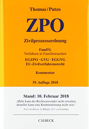 Imagen de archivo de Zivilprozessordnung: FamFG Verfahren in Familiensachen, EGZPO, GVG, EGGVG, EU-Zivilverfahrensrecht (Gelbe Erluterungsbcher) a la venta por medimops