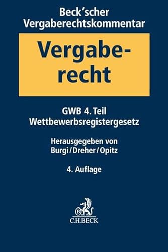 Stock image for Beck'scher Vergaberechtskommentar. Bd.01: Gesetz gegen Wettbewerbsbeschr�nkungen - GWB - 4. Teil, Wettbewerbsregistergesetz for sale by Chiron Media