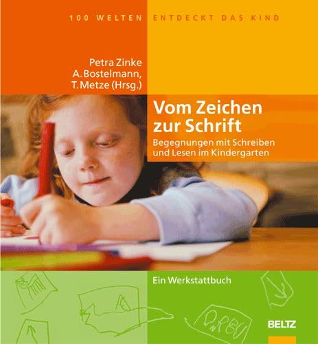 Beispielbild fr 100 Welten entdeckt das Kind: Vom Zeichen zur Schrift. Begegnungen mit Schreiben und Lesen im Kindergarten [Gebundene Ausgabe] Antje Bostelmann (Herausgeber), Thomas Metze (Herausgeber), Petra Zinke (Autor), Michael Fink (Autor), Benjamin Bell (Autor) Bis auf das Schreiben ihres eigenen Namens hatten Kindergartenkinder bisher kaum Berhrung mit Schrift. Heute sollen sie bereits im Elementarbereich spielerischen Zugang zu Schrift und Schriftkultur bekommen ("Literacy-Erziehung"). Wie das praktisch aussehen kann, erfahren Sie in diesem reich bebilderten Buch. Ausgehend von der Individualitt des Kindes, seinen Interessen und Strken kann der Lese- und Schreiblernprozess in die vorschulische Arbeit eingebettet werden, ohne dass schulische Vermittlungsformen vorweggenommen werden. Kinder erfahren die Funktion der Zeichen im Tun, um erst viel spter die eigentliche Bedeutung der Schrift zu verstehen. Die Autorin zeigt anhand zahlreicher Lerngeschichten, wie eng Bildungsprozesse mit kreative zum Verkauf von BUCHSERVICE / ANTIQUARIAT Lars Lutzer