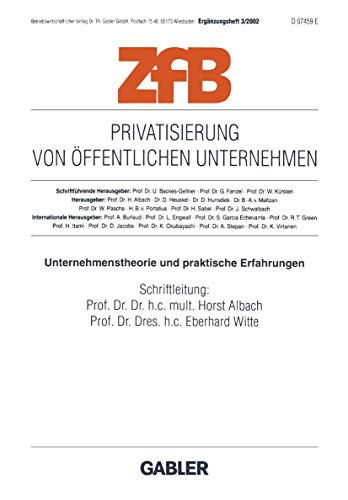 Imagen de archivo de Privatisierung Von ffentlichen Unternehmen: Unternehmenstherorie Und Praktische Erfahrungen a la venta por Revaluation Books