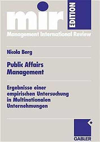 9783409123877: Public Affairs Management: Ergebnisse einer empirischen Untersuchung in Multinationalen Unternehmungen