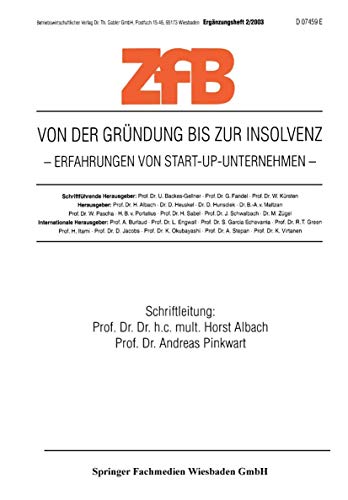 Imagen de archivo de Von Der Grndung Bis Zur Insolvenz: Erfahrungen Von Start-up-unternehmen a la venta por Revaluation Books