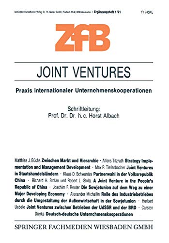 Imagen de archivo de Joint Ventures: Praxis Internationaler Unternehmenskooperationen: Vol 91 a la venta por Revaluation Books