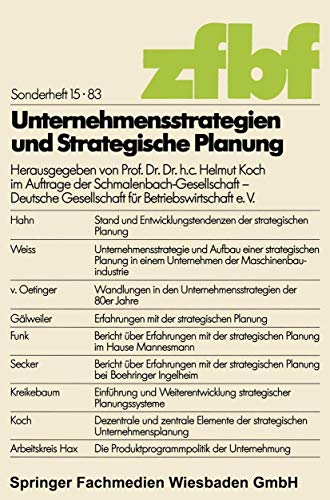 Unternehmensstrategien und Strategische Planung - Schmalenbachs Zeitschrift für betriebswirtschaf...