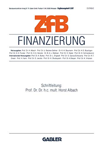 Imagen de archivo de Finanzierung (ZfB Special Issue) a la venta por Revaluation Books