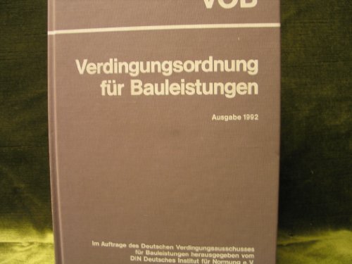 Beispielbild fr Verdingungsordnung fr Bauleistungen (VOB). Ausg. 1992.[Hauptbd.] zum Verkauf von Antiquariat Knacke