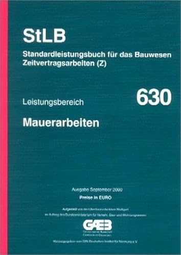 9783410835561: Leistungsbereich 630. Mauerarbeiten: Mit Preisen in Euro