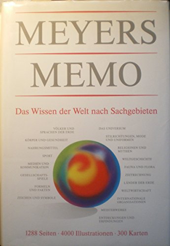 Beispielbild fr Meyers Memo. Das Wissen der Welt nach Sachgebieten. zum Verkauf von medimops