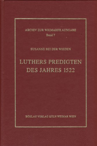 Beispielbild fr Luthers Predigten des Jahres 1522 zum Verkauf von medimops