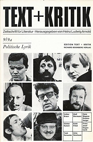 Imagen de archivo de Politische Lyrik -Text + Kritik Heft 9 / 9a. a la venta por Bockumer Antiquariat Gossens Heldens GbR