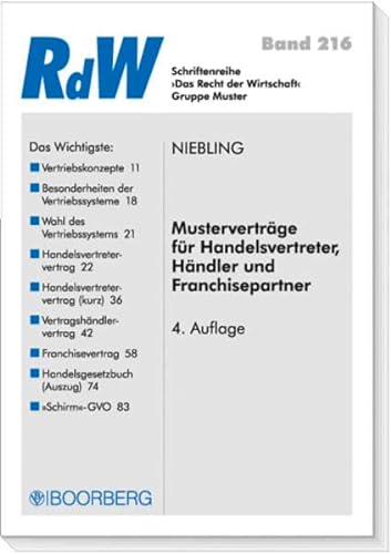 Stock image for Mustervertrge fr Handelsvertreter, Hndler und Franchisepartner for sale by medimops