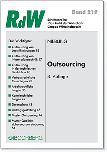 9783415037540: Outsourcing: Rechtsfragen und Vertragsgestaltung