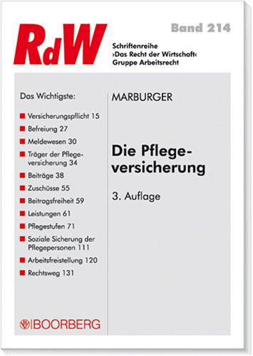 Die Pflegeversicherung (9783415041059) by Horst Marburger