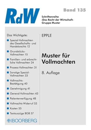 Beispielbild fr Muster fr Vollmachten zum Verkauf von medimops