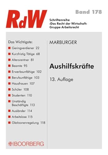 Aushilfskräfte (Schriftenreihe RdW) - Horst Marburger